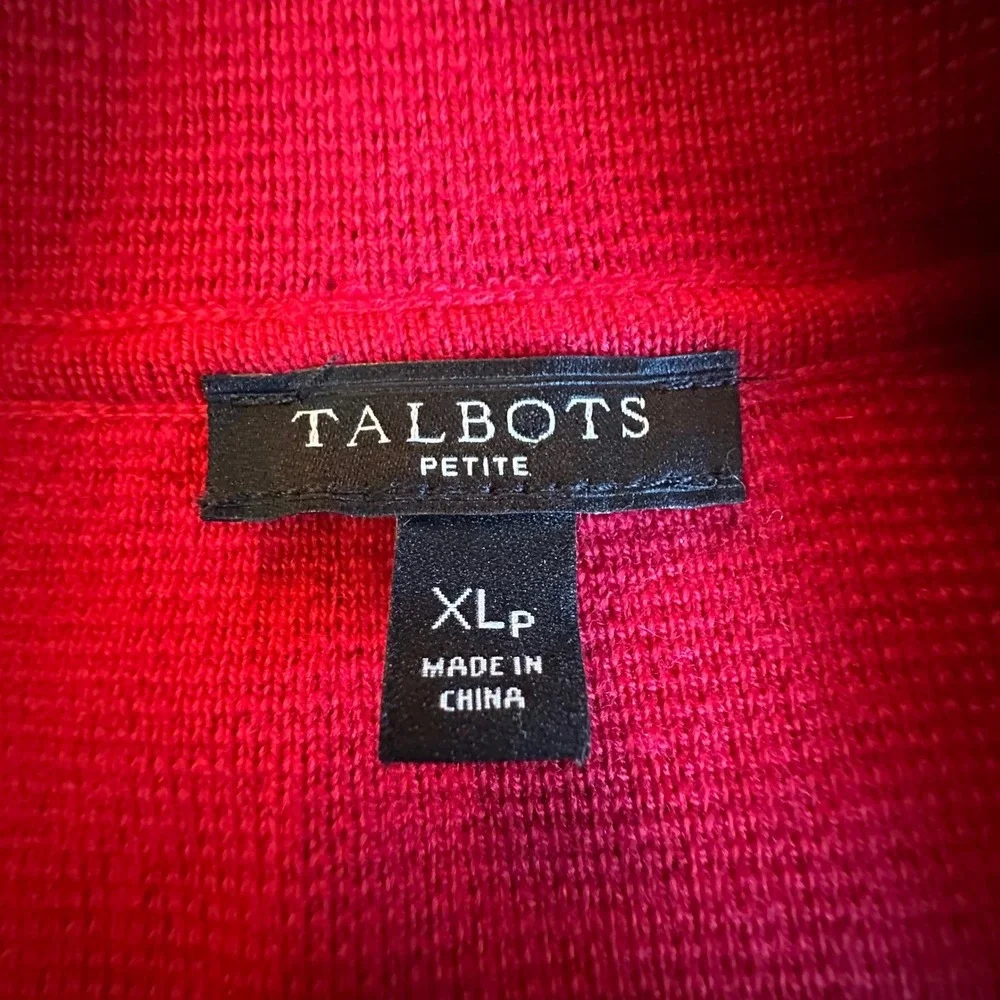 Talbots Petite Blazer Women's XLP Red Textured‎ Knit Blazer Cardigan Jacket